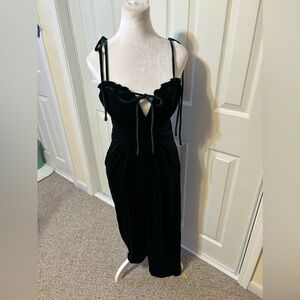 Gorgeous Vintage Emerald Green Velor Strappy Jumpsuit Speechless Size XS